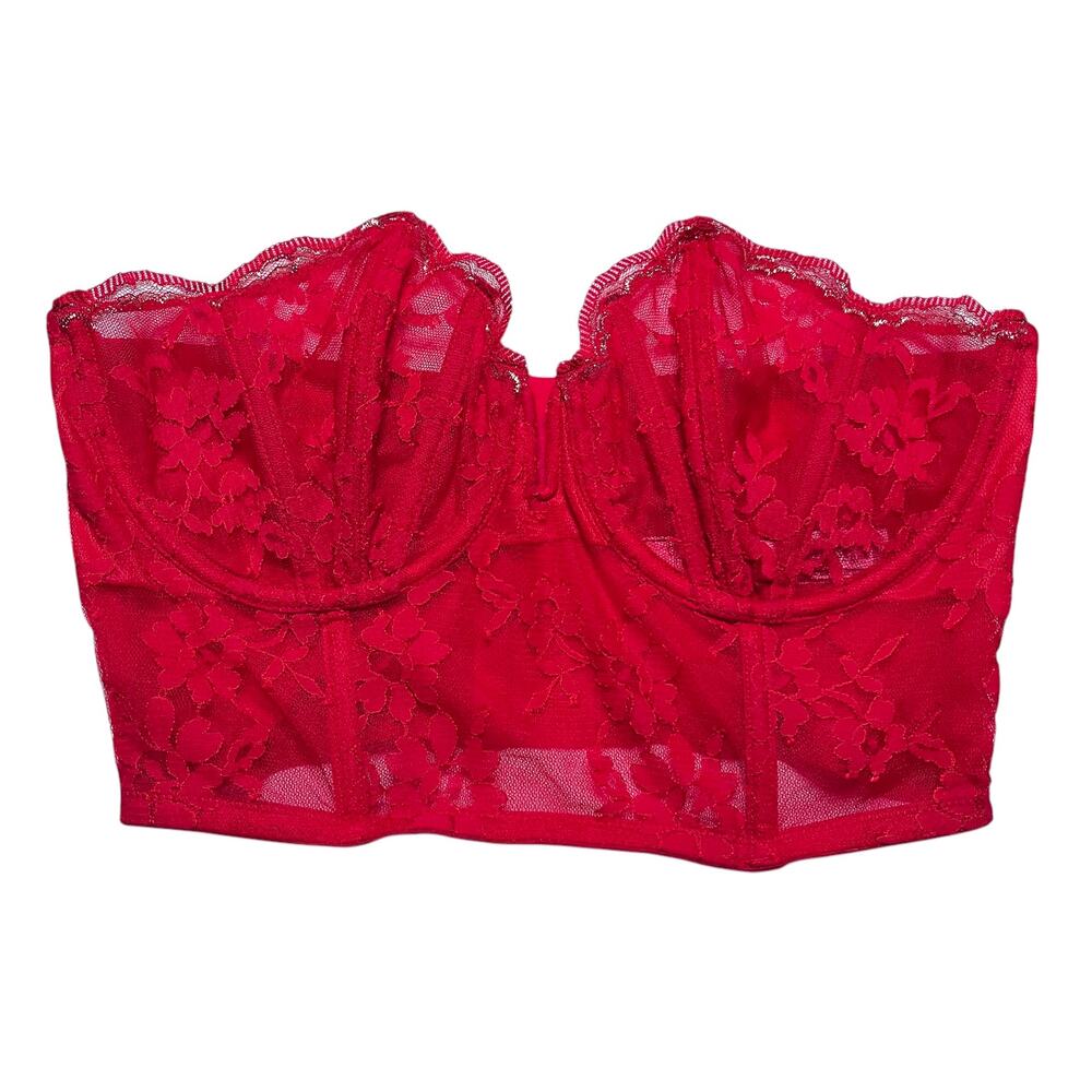 Victoria's Secret Dream Angels Scalloped Lace Bustier Glitter Trim Size 34D